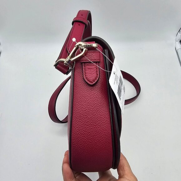 Kate Spade Blake Pebbled Leather Saddle Bag WKR00560 Cranberry - Picture 5 of 11